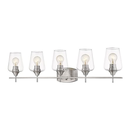 Z-Lite Joliet 5 Light Vanity, Brushed Nickel & Clear 473-5V-BN